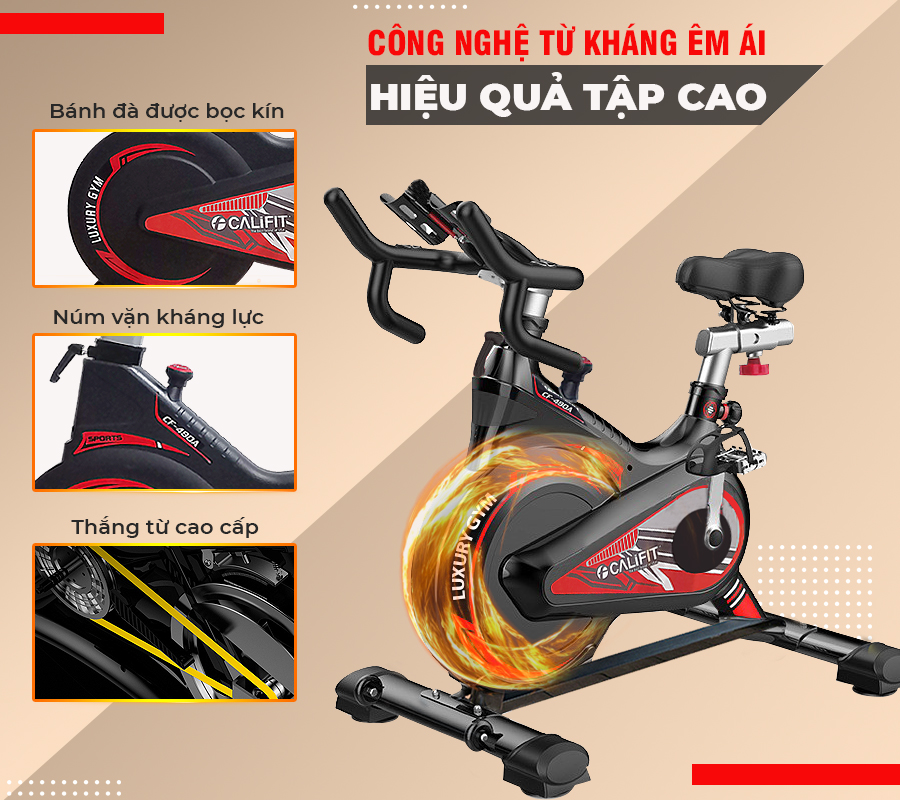 Xe đạp tập thể dục Califit Luxury CF-490A (Đen Đỏ)