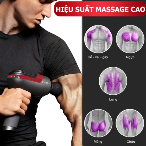 Súng massage toàn thân OKACHI LUXURY JP-i5 Pro (Viền đỏ)6