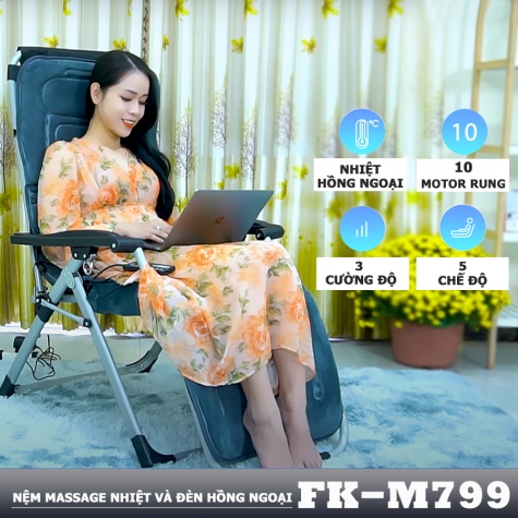 Nệm Massage Toàn Thân FUKI nhiệt và hồng ngoại FK-M799 (màu xám)5