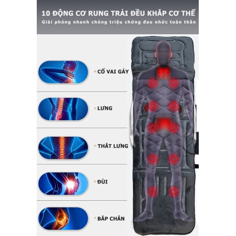 Nệm Massage Toàn Thân FUKI nhiệt và hồng ngoại FK-M799 (màu xám)6