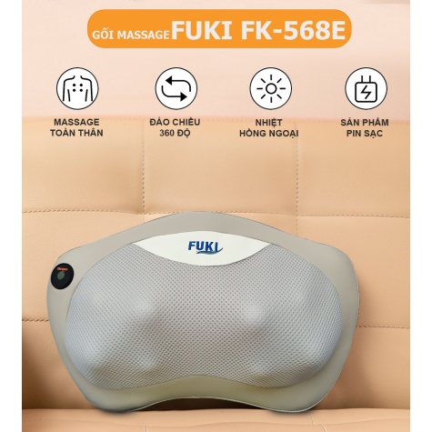 Gối massage hồng ngoại đau vai cổ lưng Shiatsu Fuki FK-568E (Pin sạc)1
