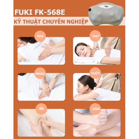 Gối massage hồng ngoại đau vai cổ lưng Shiatsu Fuki FK-568E (Pin sạc)7