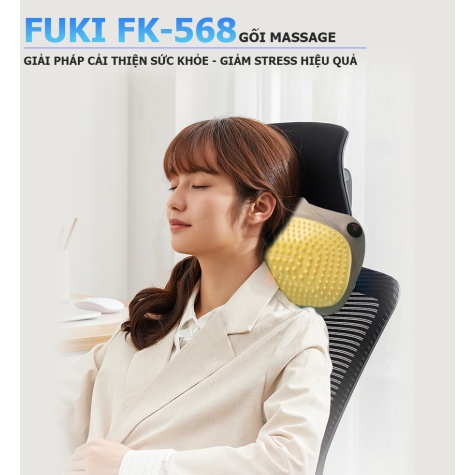 Gối massage hồng ngoại đau vai cổ lưng Shiatsu Fuki FK-5681