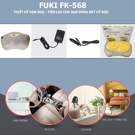 Gối massage hồng ngoại đau vai cổ lưng Shiatsu Fuki FK-5686