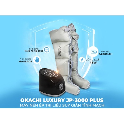 Máy nén ép trị liệu suy giãn tĩnh mạch OKACHI LUXURY JP-3000 Plus (Pin sạc)1